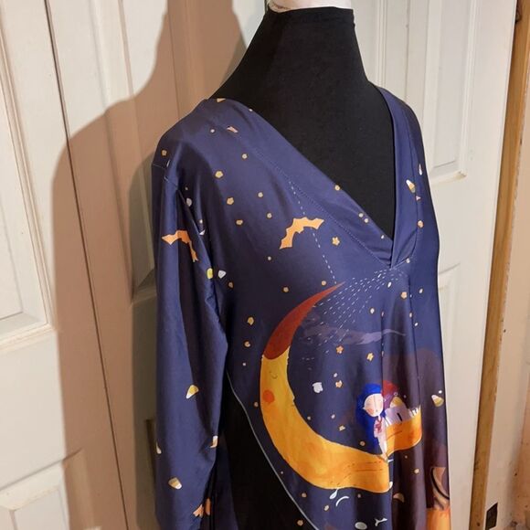 Halloween Dress or Nightgown Girl Sitting on Moon Pumpkin Umbrellas Bats 1X - Picture 11 of 14